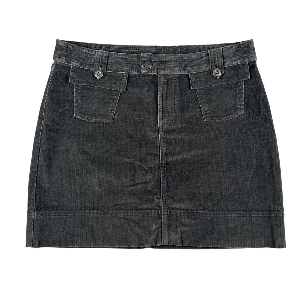 Patagonia Skirt Womens 8 Gray Corduroy Mini Button Zip Utility Pockets Organic